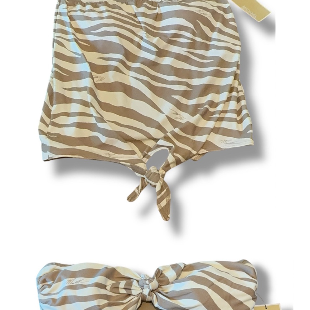 Michael Kors Zebra Print Bikini bundle Brown and White